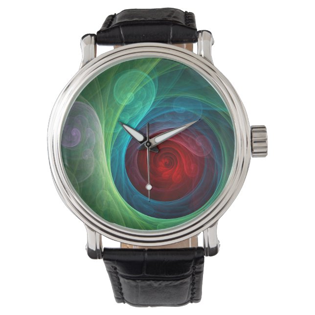 Rood Storm Bloemen Moderne Abstracte Kunst Kleuren Horloge (Voorkant)