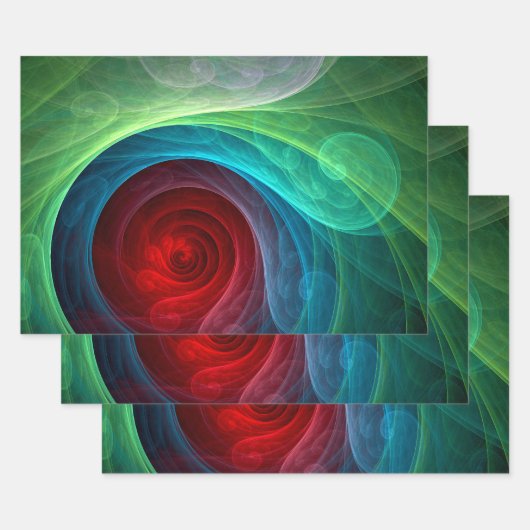 Rood Storm Bloemen Moderne Abstracte Kunst Kleuren Inpakpapier Vel (Set)