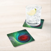 Rood Storm Bloemen Moderne Abstracte Kunst Kleuren Kartonnen Onderzetters (Insitu)