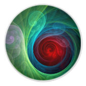 Rood Storm Bloemen Moderne Abstracte Kunst Kleuren Keramische Knop (Voorkant)