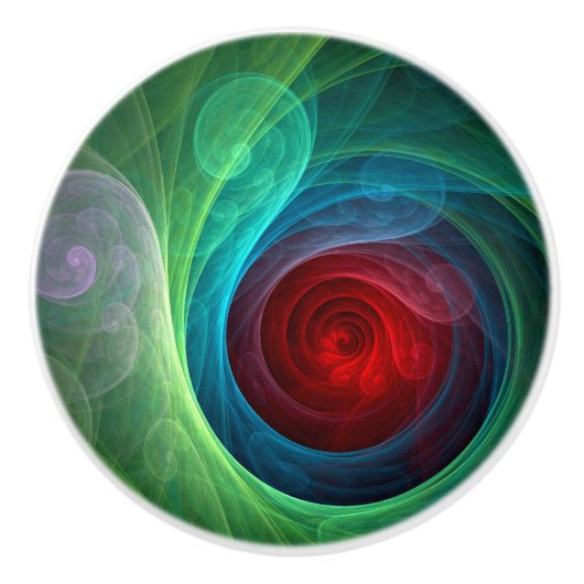 Rood Storm Bloemen Moderne Abstracte Kunst Kleuren Keramische Knop (Voorkant)