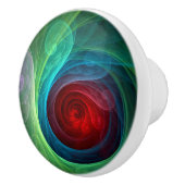 Rood Storm Bloemen Moderne Abstracte Kunst Kleuren Keramische Knop (Rechts)