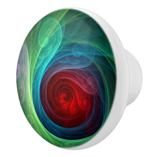 Rood Storm Bloemen Moderne Abstracte Kunst Kleuren Keramische Knop (Rechts)