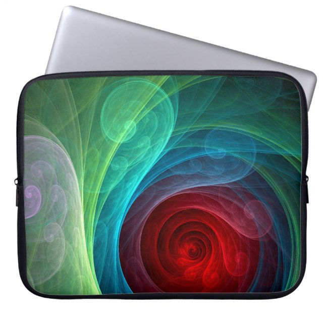Rood Storm Bloemen Moderne Abstracte Kunst Kleuren Laptop Sleeve (Voorkant)