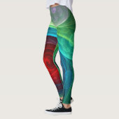 Rood Storm Bloemen Moderne Abstracte Kunst Kleuren Leggings (Links)