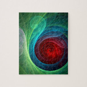Rood Storm Bloemen Moderne Abstracte Kunst Kleuren Legpuzzel