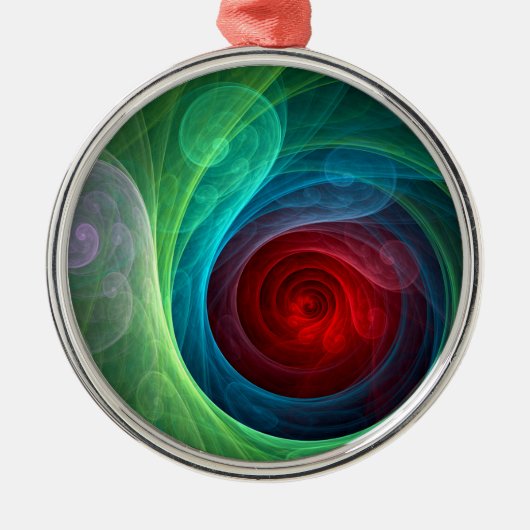 Rood Storm Bloemen Moderne Abstracte Kunst Kleuren Metalen Ornament (Voorkant)