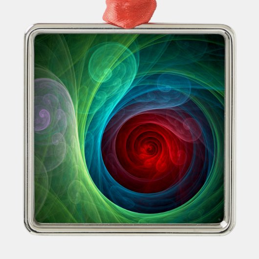 Rood Storm Bloemen Moderne Abstracte Kunst Kleuren Metalen Ornament (Voorkant)