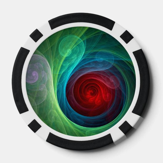 Rood Storm Bloemen Moderne Abstracte Kunst Kleuren Poker Chips (Achterkant)