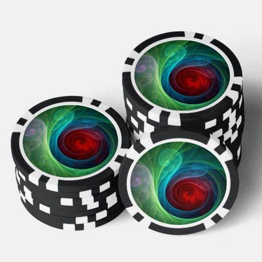 Rood Storm Bloemen Moderne Abstracte Kunst Kleuren Poker Chips (Opstapeling)