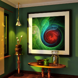 Rood Storm Bloemen Moderne Abstracte Kunst Kleuren Poster