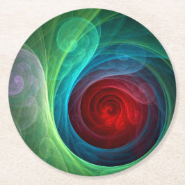 Rood Storm Bloemen Moderne Abstracte Kunst Kleuren Ronde Kartonnen Onderzetter