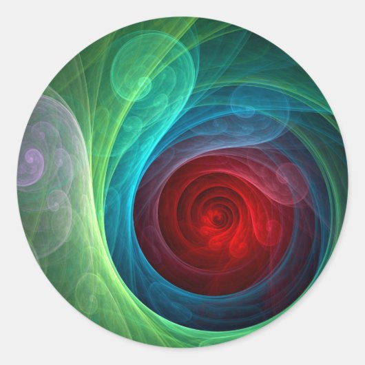 Rood Storm Bloemen Moderne Abstracte Kunst Kleuren Ronde Sticker (Voorkant)