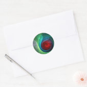 Rood Storm Bloemen Moderne Abstracte Kunst Kleuren Ronde Sticker (Envelop)
