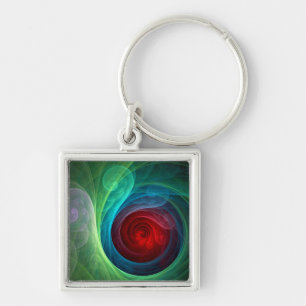 Rood Storm Bloemen Moderne Abstracte Kunst Kleuren Sleutelhanger