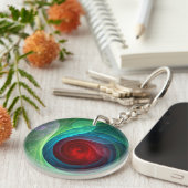 Rood Storm Bloemen Moderne Abstracte Kunst Kleuren Sleutelhanger (Voorkant Rechts)