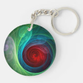 Rood Storm Bloemen Moderne Abstracte Kunst Kleuren Sleutelhanger (Achterkant)