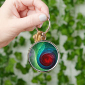 Rood Storm Bloemen Moderne Abstracte Kunst Kleuren Sleutelhanger (Hand)