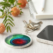 Rood Storm Bloemen Moderne Abstracte Kunst Kleuren Sleutelhanger (Zijkant)