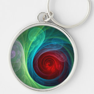 Rood Storm Bloemen Moderne Abstracte Kunst Kleuren Sleutelhanger