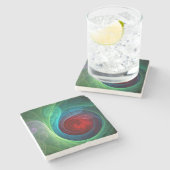 Rood Storm Bloemen Moderne Abstracte Kunst Kleuren Stenen Onderzetter (Zijkant)