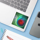 Rood Storm Bloemen Moderne Abstracte Kunst Kleuren Sticker (Laptop met iPhone)