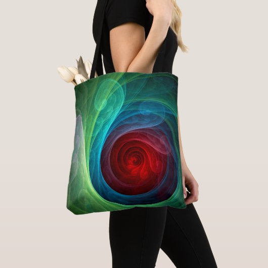 Rood Storm Bloemen Moderne Abstracte Kunst Kleuren Tote Bag (Dichtbij)