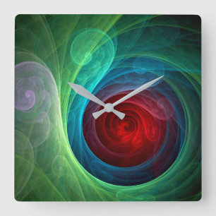 Rood Storm Bloemen Moderne Abstracte Kunst Kleuren Vierkante Klok