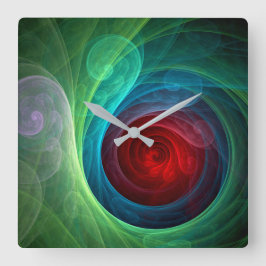 Rood Storm Bloemen Moderne Abstracte Kunst Kleuren Vierkante Klok