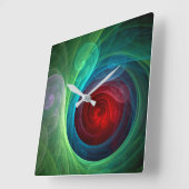 Rood Storm Bloemen Moderne Abstracte Kunst Kleuren Vierkante Klok (Hoek)