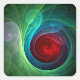 Rood Storm Bloemen Moderne Abstracte Kunst Kleuren Vierkante Sticker