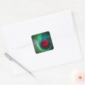 Rood Storm Bloemen Moderne Abstracte Kunst Kleuren Vierkante Sticker (Envelop)
