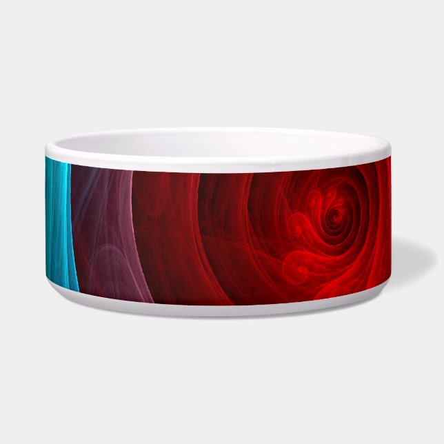 Rood Storm Bloemen Moderne Abstracte Kunst Kleuren Voerbakje (Voorkant)