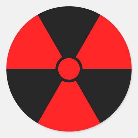 Rood stralingssymbool ronde sticker (Voorkant)