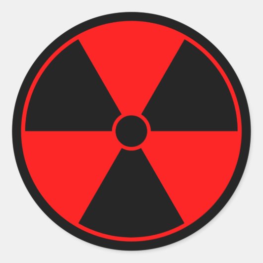 Rood stralingssymbool ronde sticker (Voorkant)