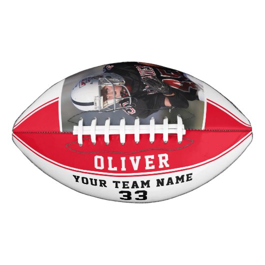 Rood Stripe Player-nummer Team Foto American Football (Voorkant)