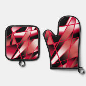 Rood stroomperspectief Verloopkleur gevuld Kunst Ovenwant & Pannenlap Set (Voorkant)