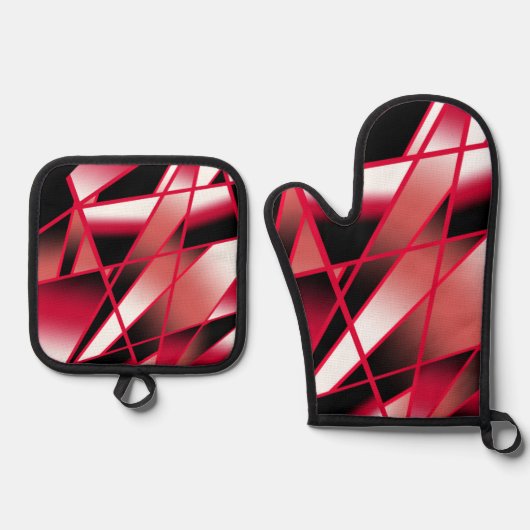 Rood stroomperspectief Verloopkleur gevuld Kunst Ovenwant & Pannenlap Set (Voorkant)