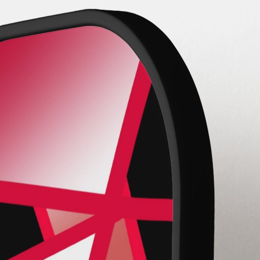 Rood stroomperspectief Verloopkleur gevuld Kunst Pickleball Paddle (Links Detail)