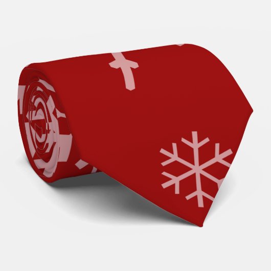 Rood Stropdas met sneeuwvlokken (Opgerold)