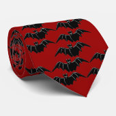 Rood Stropdas met vleermuizen voor Halloween (Opgerold)