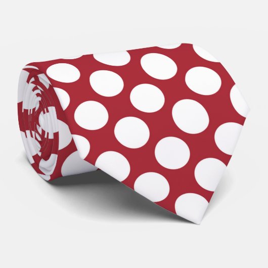 Rood Stropdas met witte poka Dots Retro (Opgerold)
