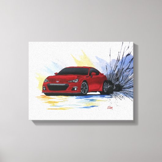 Rood subaru BRZ Waterverf schilderCanvas afdrukken (Voorkant)