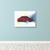 Rood subaru BRZ Waterverf schilderCanvas afdrukken (Insitu (Houten vloer))