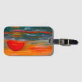 Rood Sunset Bagagelabel met Visitekaartje Slot (Voorkant (horizontaal))