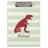 Rood T-Rex op pastel groene strepen Klembord (Voorkant)
