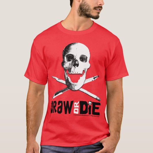 Rood T-shirt "Draw or Die" (Voorkant)