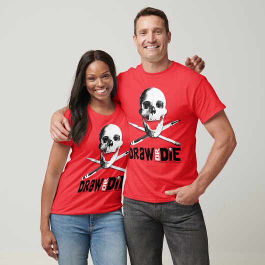 Rood T-shirt "Draw or Die" (Unisex)