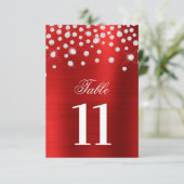 Rood tafelnummer met zwarte faux Silver Diamonds (Staand voorkant)