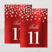 Rood tafelnummer met zwarte faux Silver Diamonds (Voorkant / Achterkant)